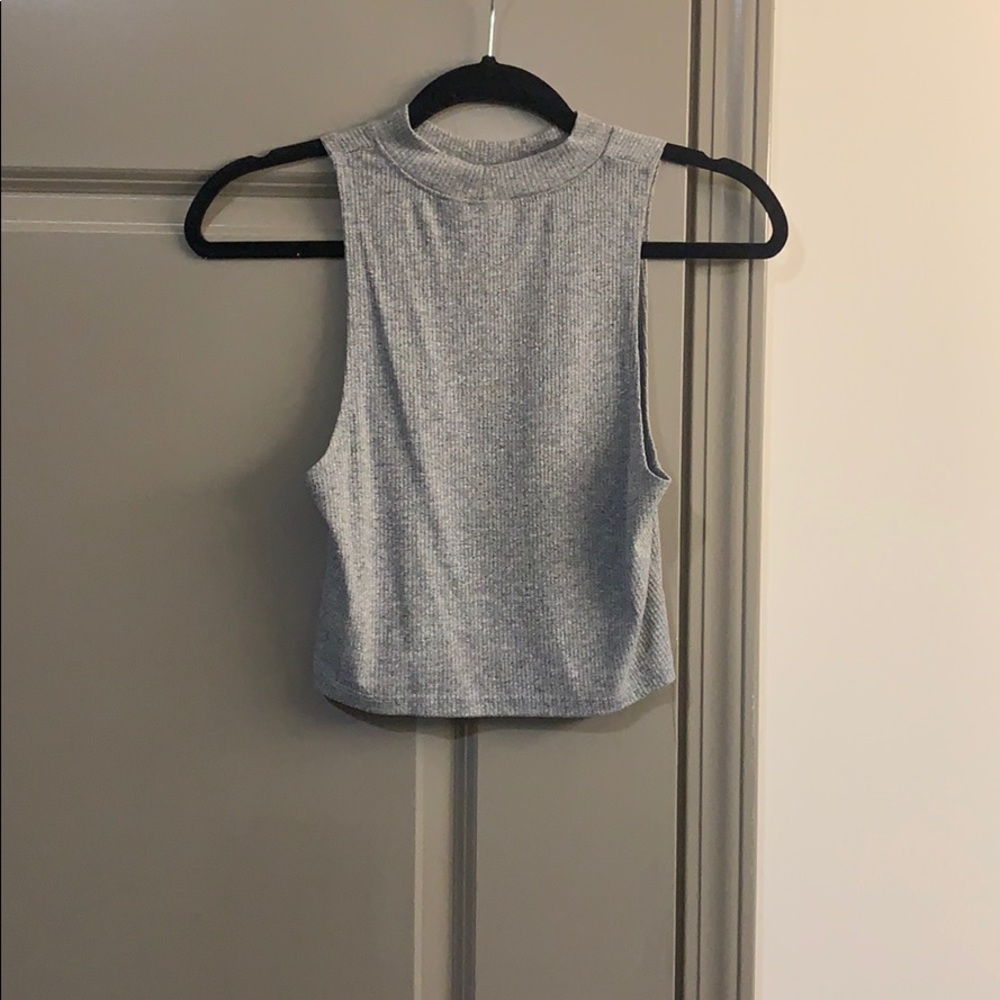 High neck gray crop top